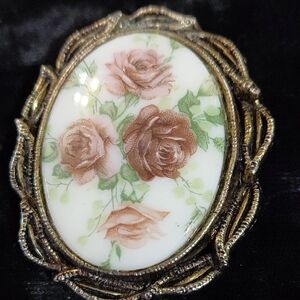 Vintage Floral Brooch with Roses
